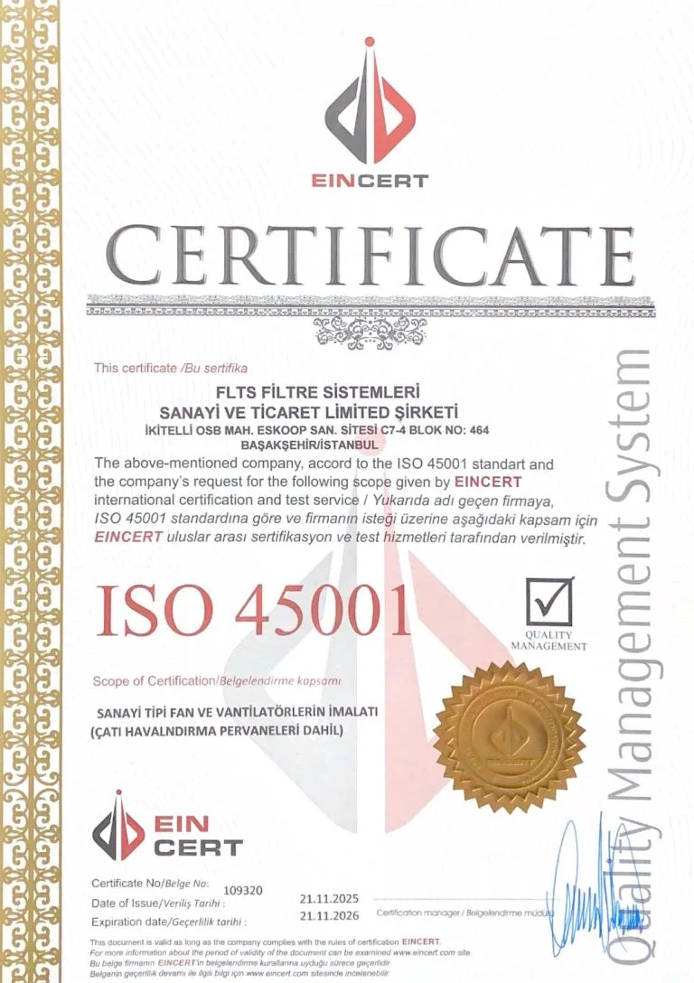 FLTS ISO 45001 belge görseli