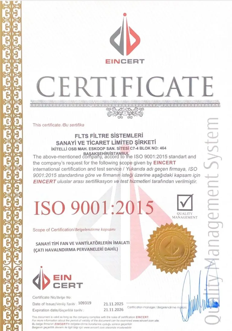 FLTS ISO 9001 belge görseli